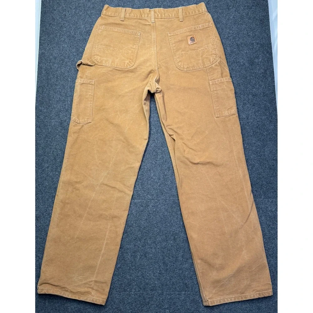 Carhartt B11-BRN Mens Brown Washed Duck Work Dungaree Pants 33x32 Loose Fit